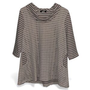 🌹YUSHI STRIPED POCKET COWL NECK SWEATER